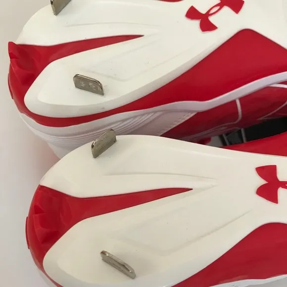 NIB Under Armour UA Ignite Mid ST CC Metal Baseball Cleats Red &amp; White Size 13