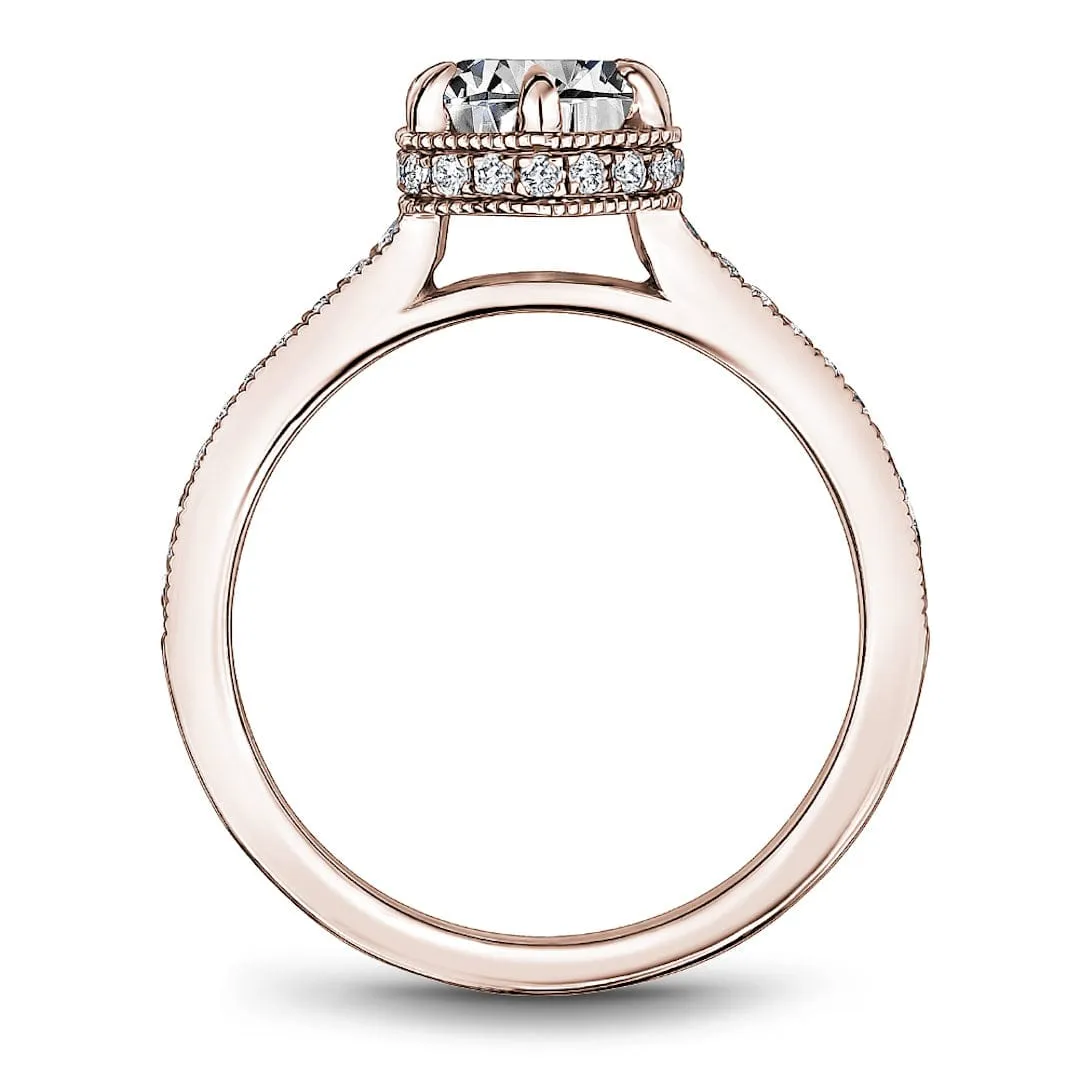 Noam Carver 14K Rose Gold Round 1.08 Halo Diamond Engagement Ring