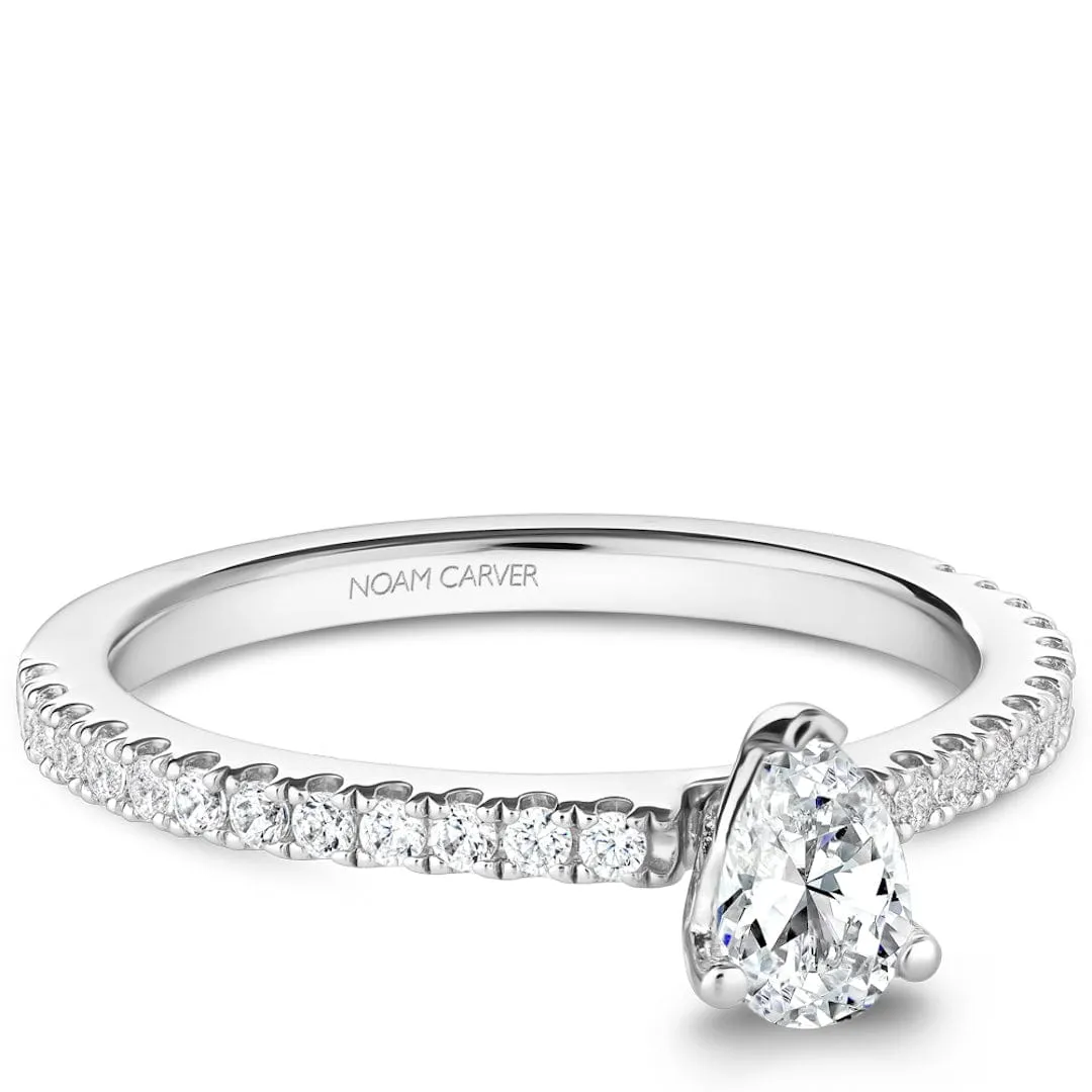 Noam Carver 14k White Gold 0.33ct Pear Solitaire with Diamond Shoulders