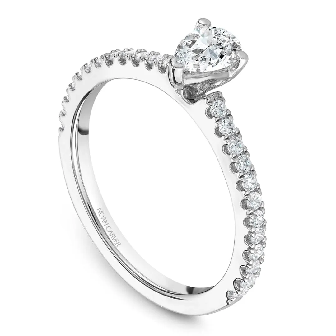 Noam Carver 14k White Gold 0.33ct Pear Solitaire with Diamond Shoulders