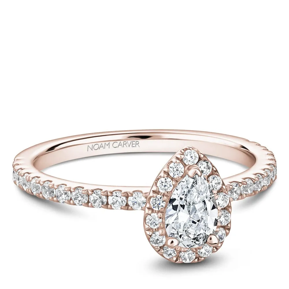 Noam Carver 14kt Rose Gold 0.50ct Halo With Shoulder Diamonds