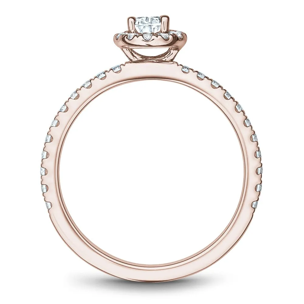 Noam Carver 14kt Rose Gold 0.50ct Halo With Shoulder Diamonds