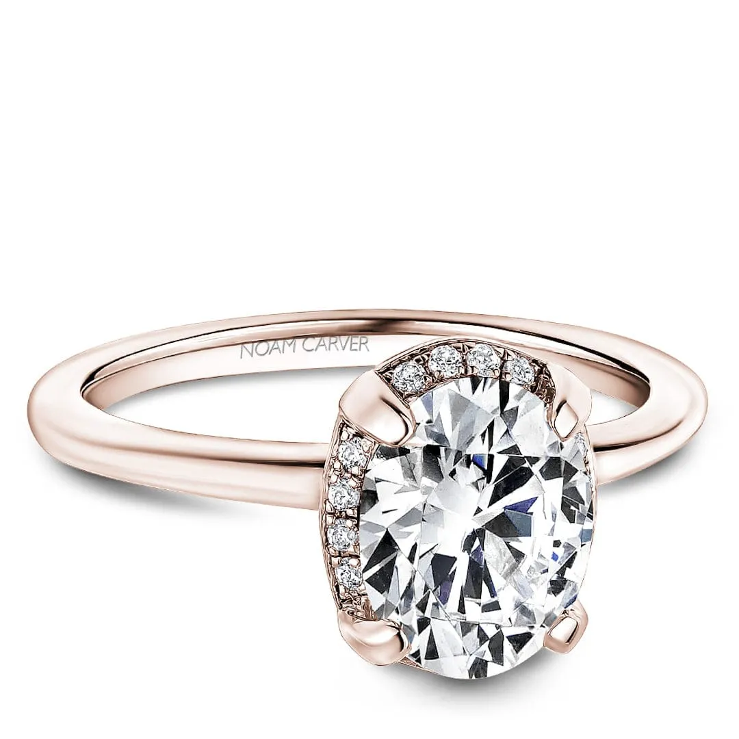 Noam Carver 14kt Rose Gold 1.01ct Oval Solitaire with Hidden Halo