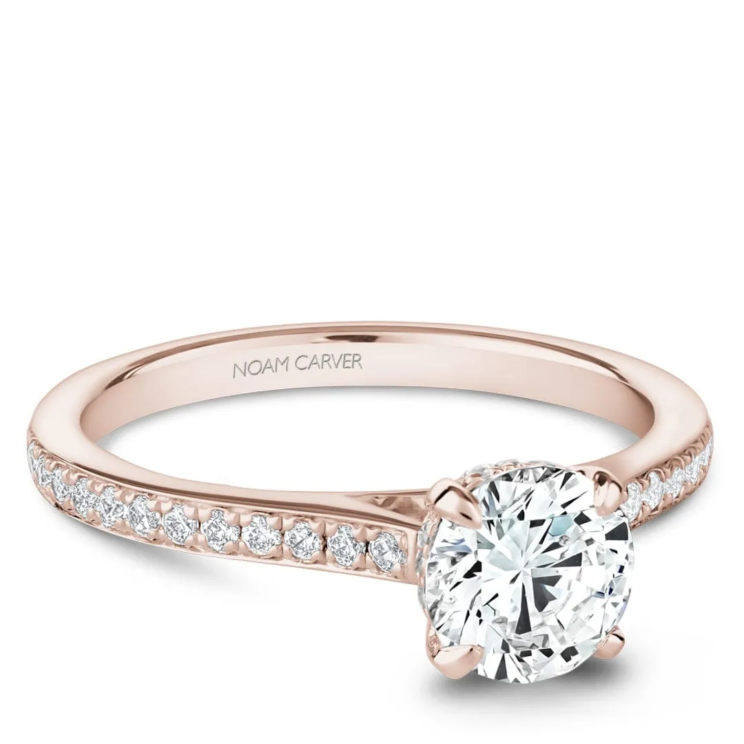 Noam Carver 14kt Rose Gold Round Solitaire with Diamond Shoulders