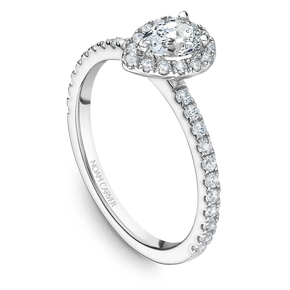 Noam Carver 14kt White Gold 0.50ct Pear Halo with Diamond Shoulders