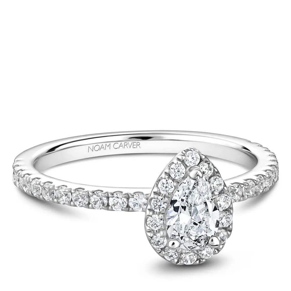 Noam Carver 14kt White Gold 0.50ct Pear Halo with Diamond Shoulders