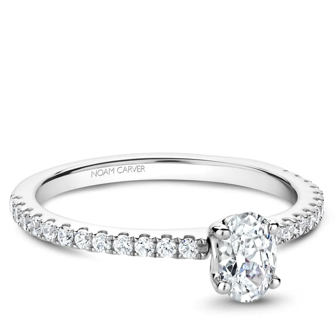 Noam Carver 14kt White Gold 0.50ct Pear Halo with Diamond Shoulders