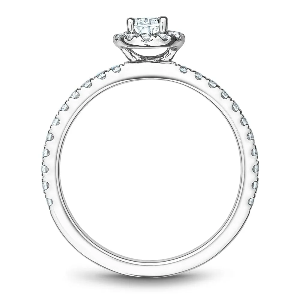 Noam Carver 14kt White Gold 0.50ct Pear Halo with Diamond Shoulders