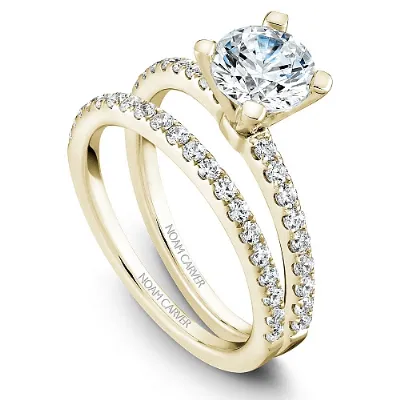 Noam Carver 14kt Yellow Gold 1.00ct Round Solitaire with Diamond Shoulders