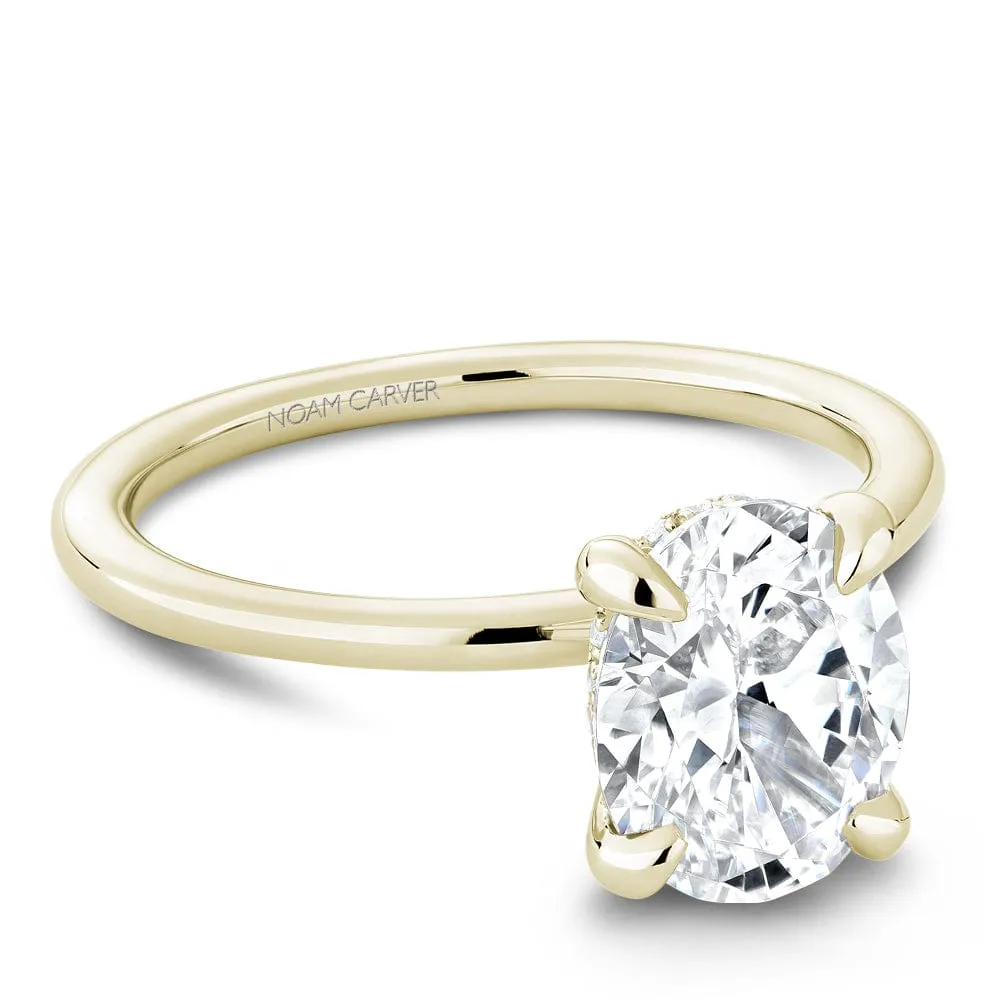 Noam Carver 18kt Yellow Gold 1.70ct Oval Diamond Solitaire Engagement Ring with Hidden Halo