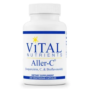 Nutrientes vitales - Aller-C (isoquercitrina, C y bioflavonoides) - Apoyo respiratorio y sinusal - Sin gluten - 200 cápsulas vegetarianas por botella