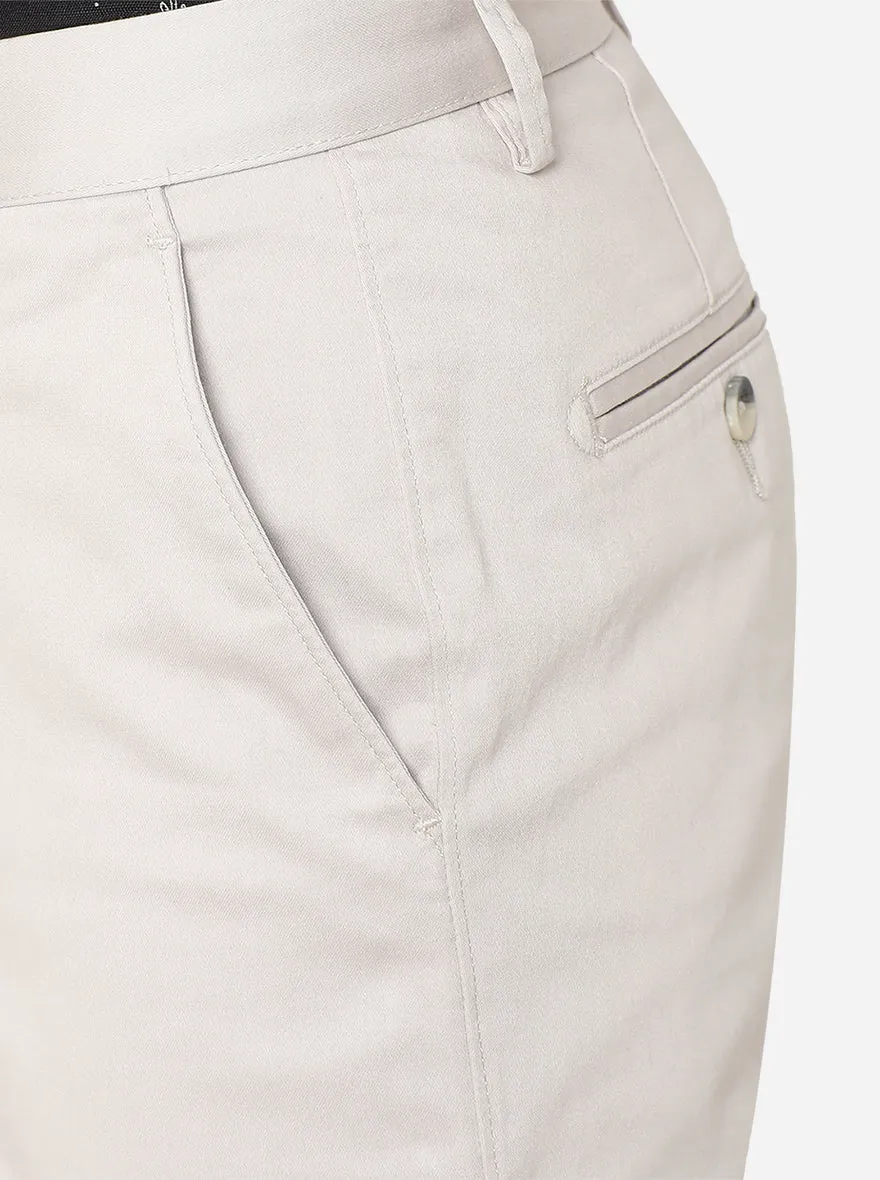 Off-White Solid Super Slim Fit Casual Trouser | Greenfibre
