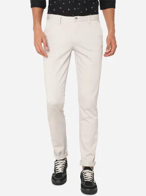 Off-White Solid Super Slim Fit Casual Trouser | Greenfibre