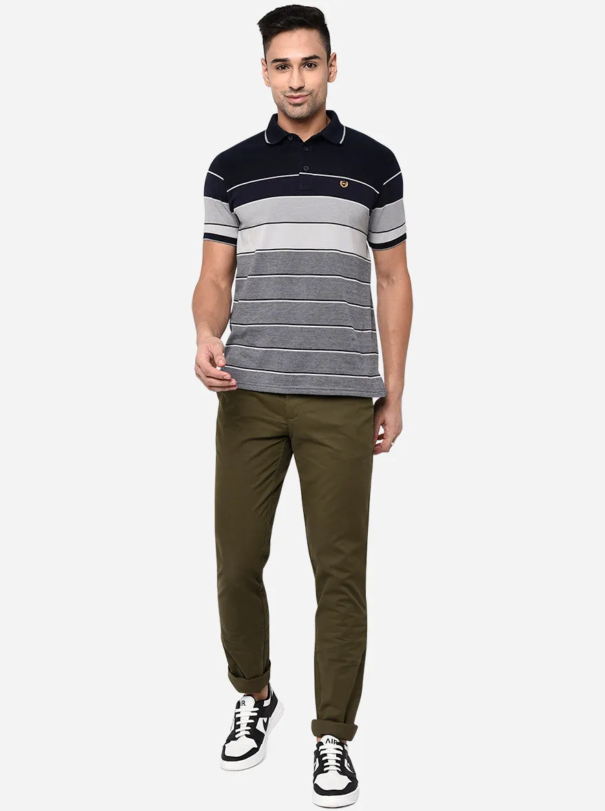 Olive Green Solid Uno Fit Casual Trouser | JadeBlue
