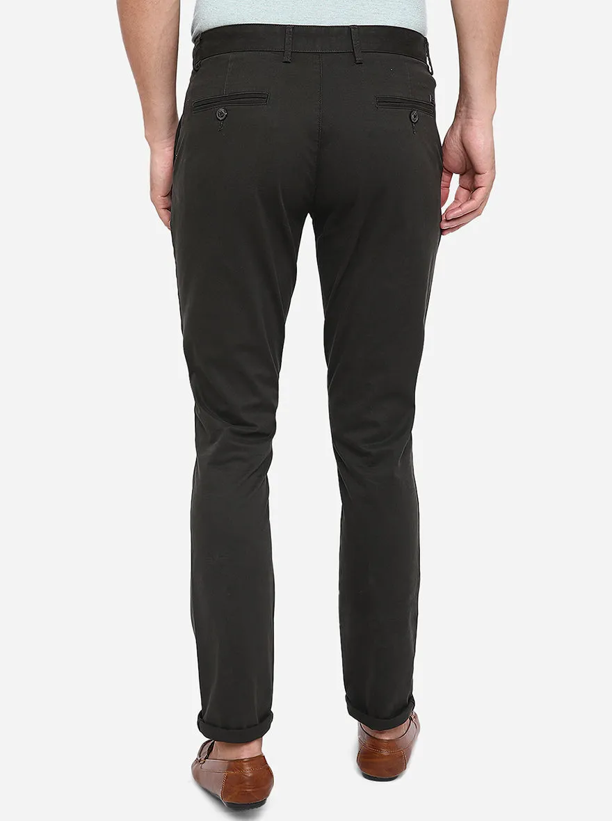 Olive Solid Uno Fit Casual Trouser | JadeBlue