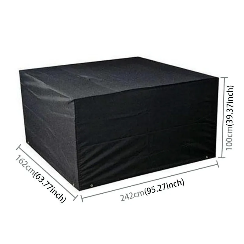 Outdoor Furniture Set Cover - Waterproof Anti-Uv Dust-Proof - 210D Oxford Cloth - 242X162X100Cm - Black