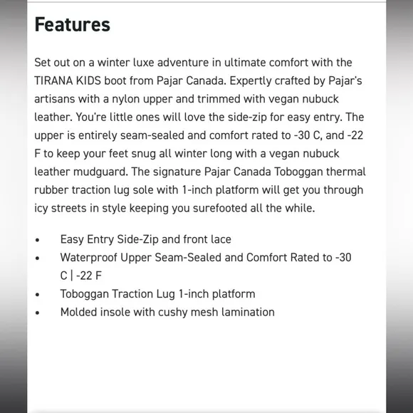 Pajar Tirana Kids - NWT 6Y