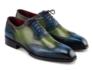 Paul Parkman Men's Goodyear Welted Wingtip Oxfords in Blue & Green