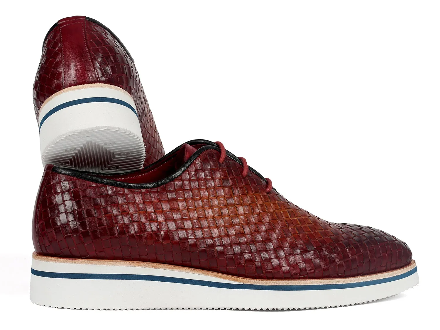 Paul Parkman Men's Woven Leather Smart Casual Shoes in Brown