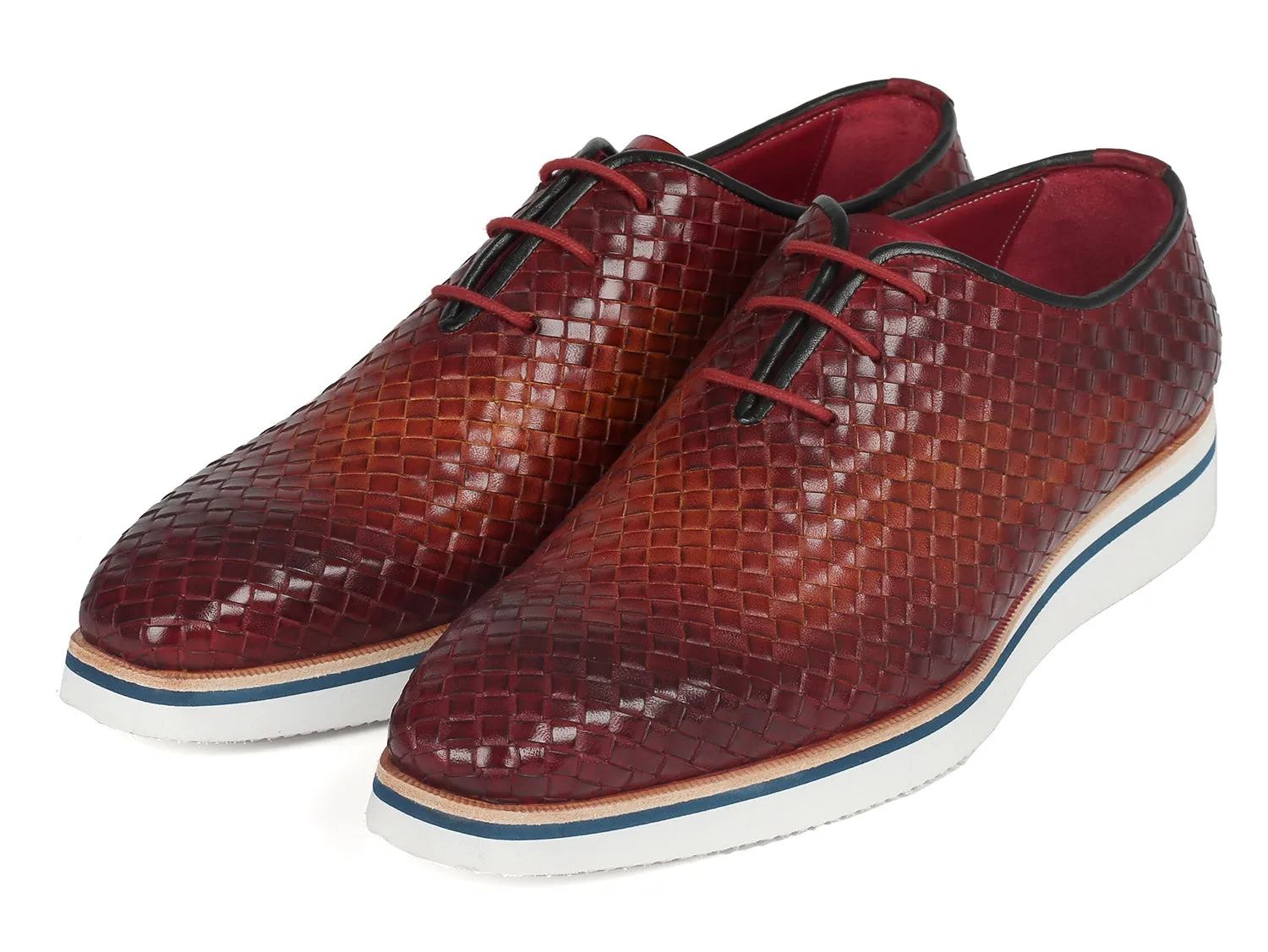 Paul Parkman Men's Woven Leather Smart Casual Shoes in Brown
