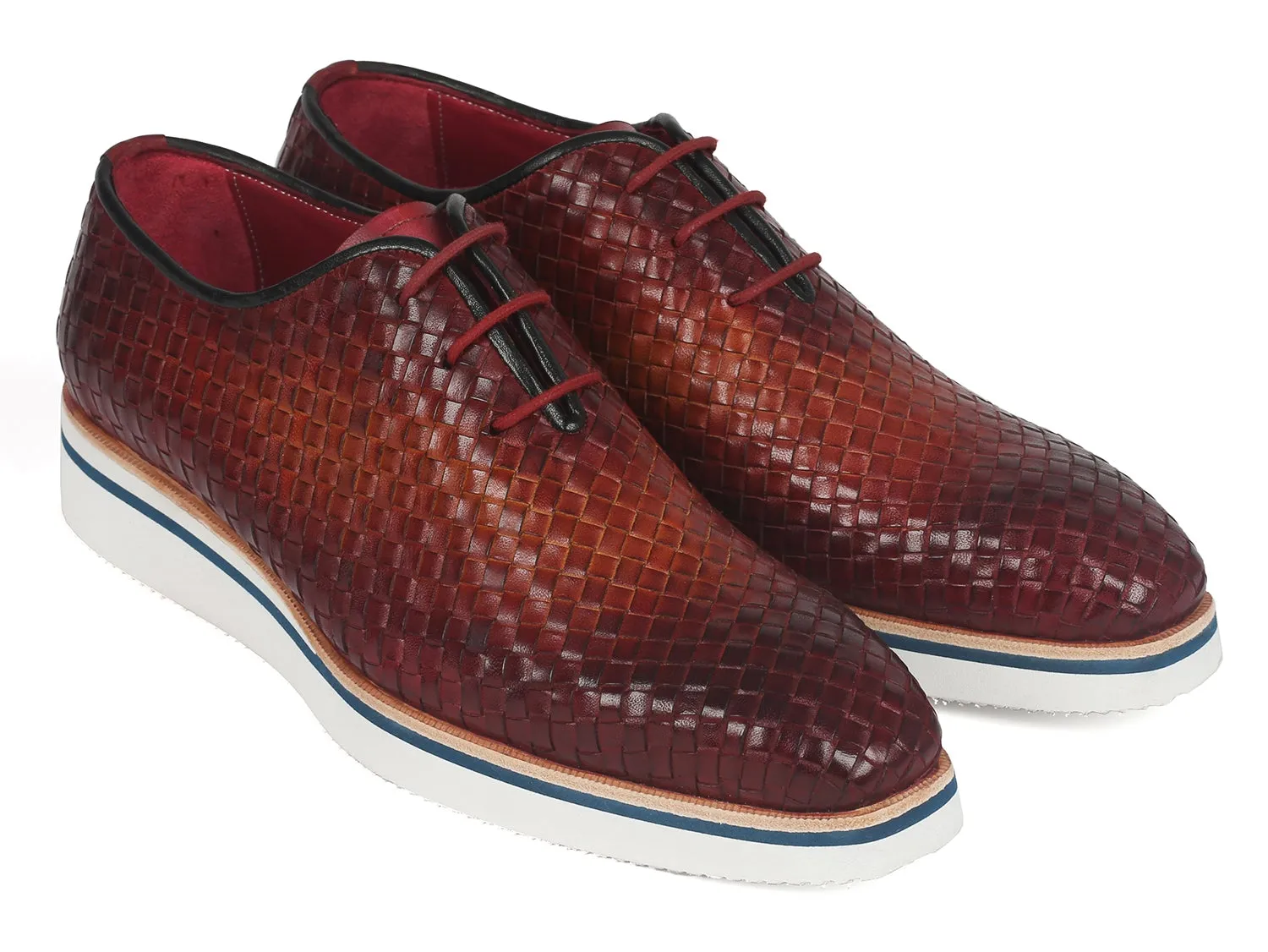 Paul Parkman Men's Woven Leather Smart Casual Shoes in Brown