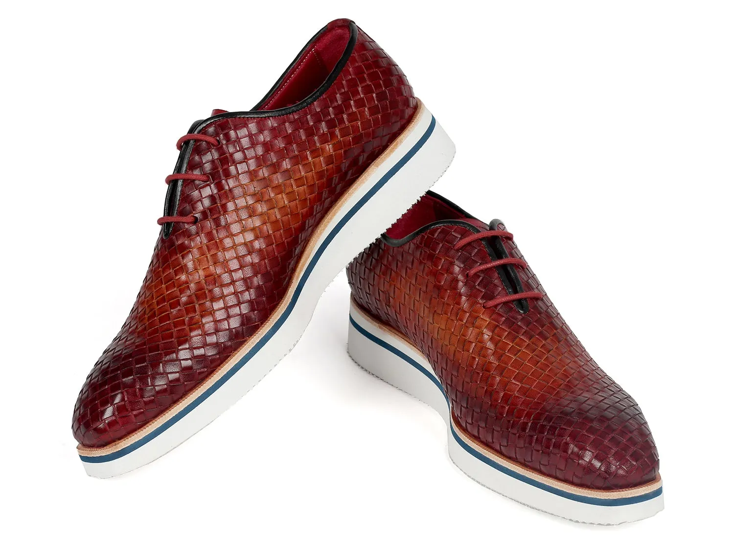 Paul Parkman Men's Woven Leather Smart Casual Shoes in Brown