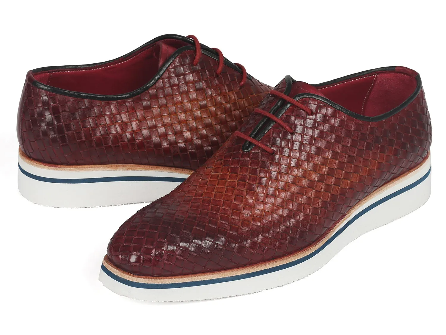 Paul Parkman Men's Woven Leather Smart Casual Shoes in Brown
