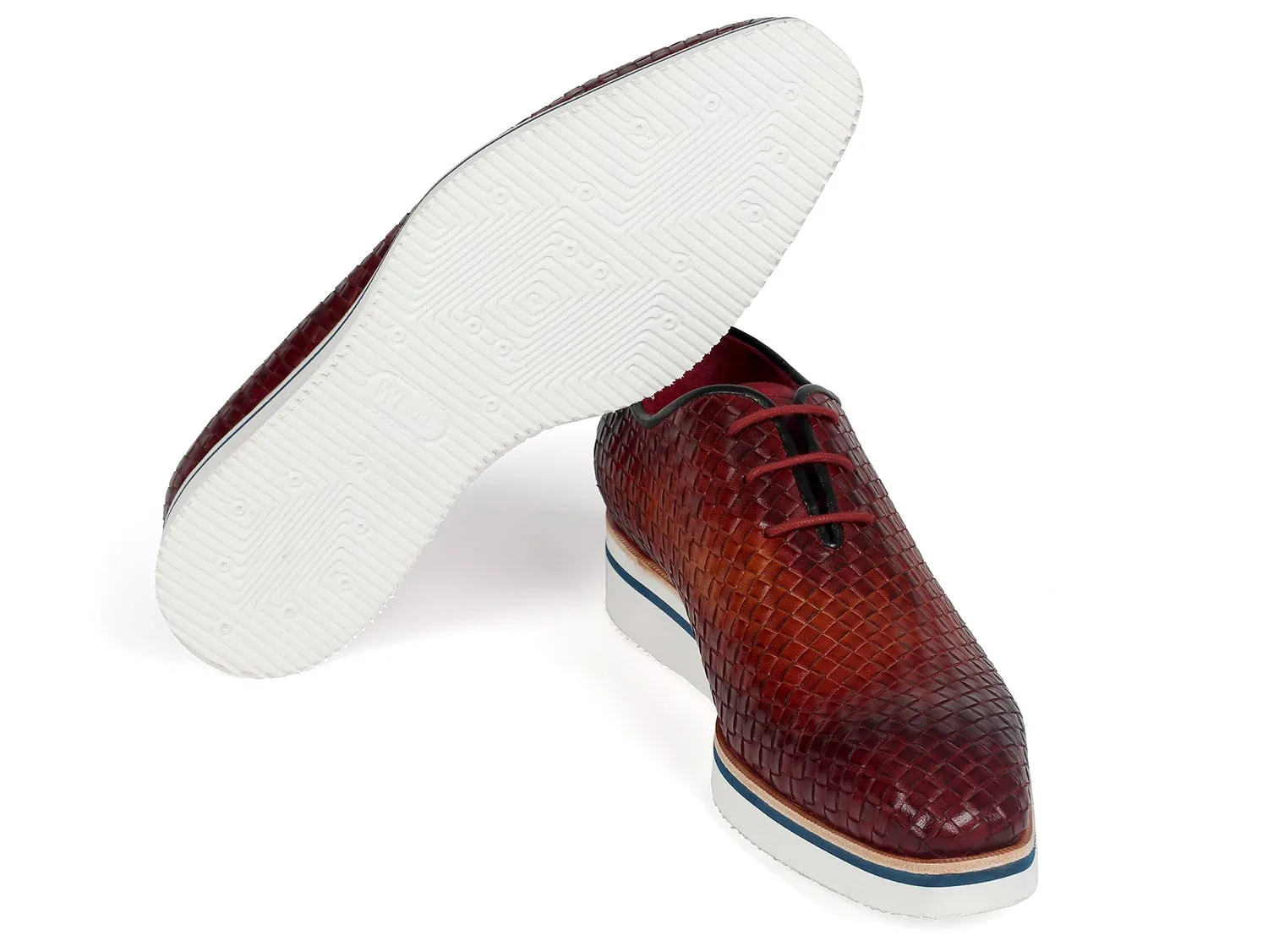 Paul Parkman Men's Woven Leather Smart Casual Shoes in Brown