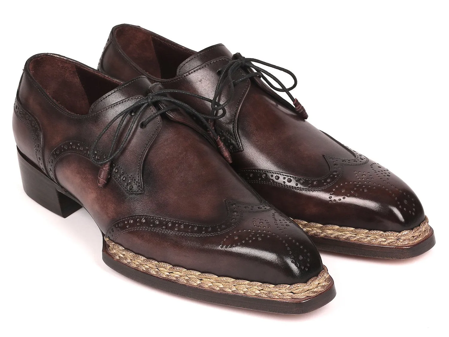 Paul Parkman Norwegian Welted Wingtip Derby Shoes in Bronze