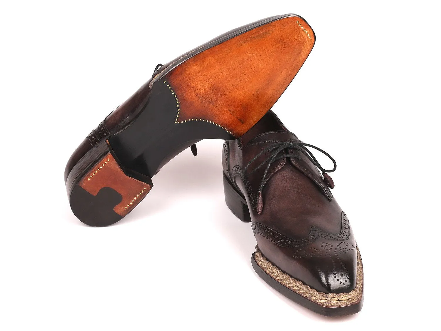 Paul Parkman Norwegian Welted Wingtip Derby Shoes in Bronze