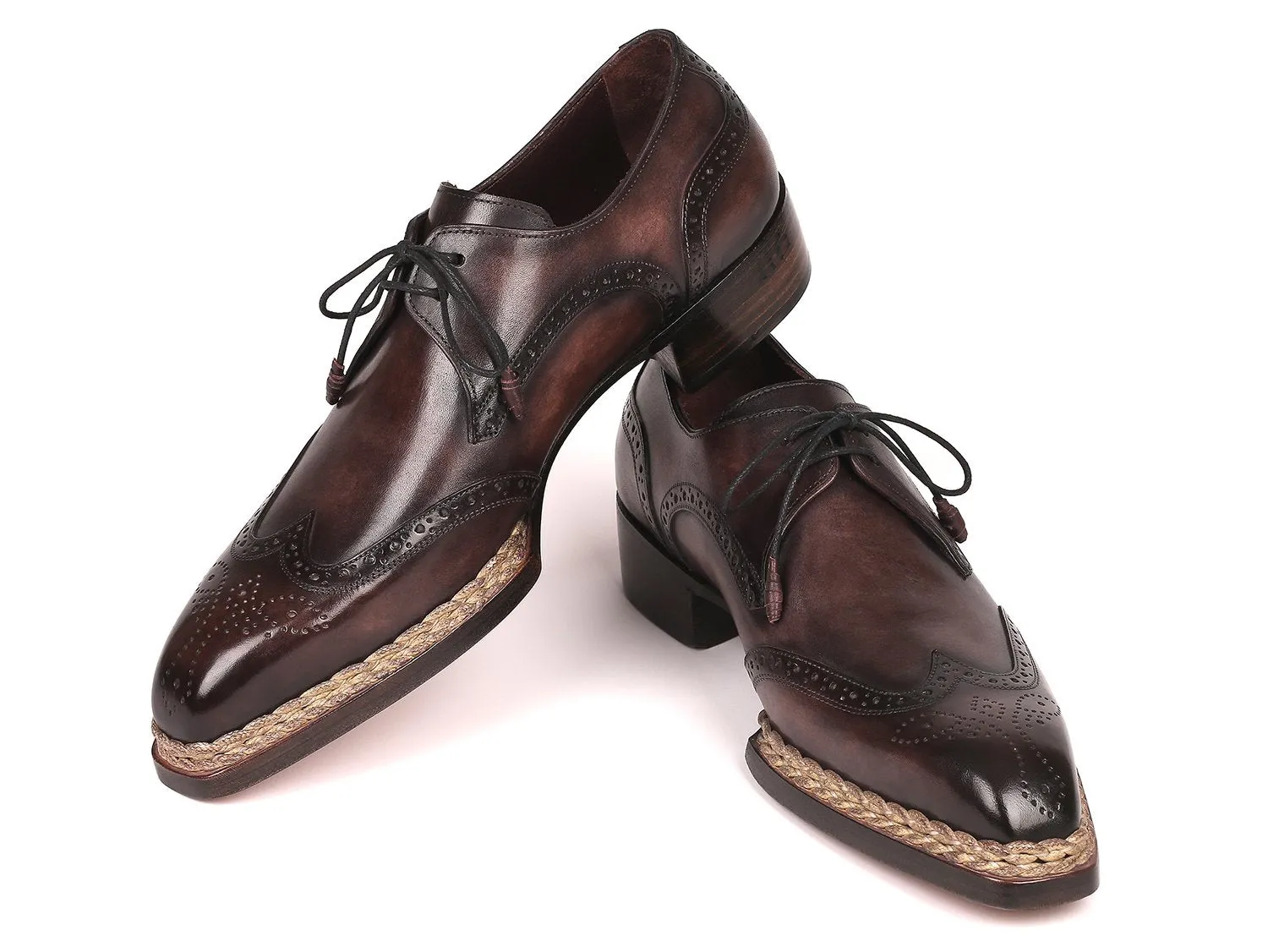 Paul Parkman Norwegian Welted Wingtip Derby Shoes in Bronze