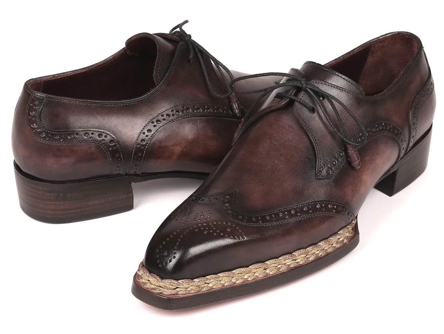 Paul Parkman Norwegian Welted Wingtip Derby Shoes in Bronze