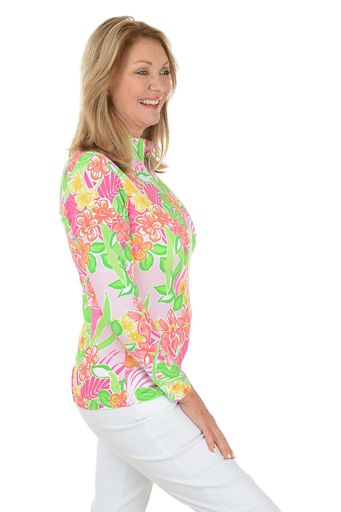 Pink Island Floral UPF50  Sun Shirt