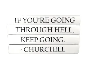 "IF YOU'RE GOING THROUGH HELL, KEEP GOING" Quote Book Stack