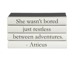 "She wasn't bored just restless between adventures. - Atticus " Quote Book Stack