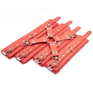 "X" - PU Leather Plush BDSMCross Buckle Handcuffs Ankle Cuffs Adjustable Slave Cross Cuffs Bondage Restraints