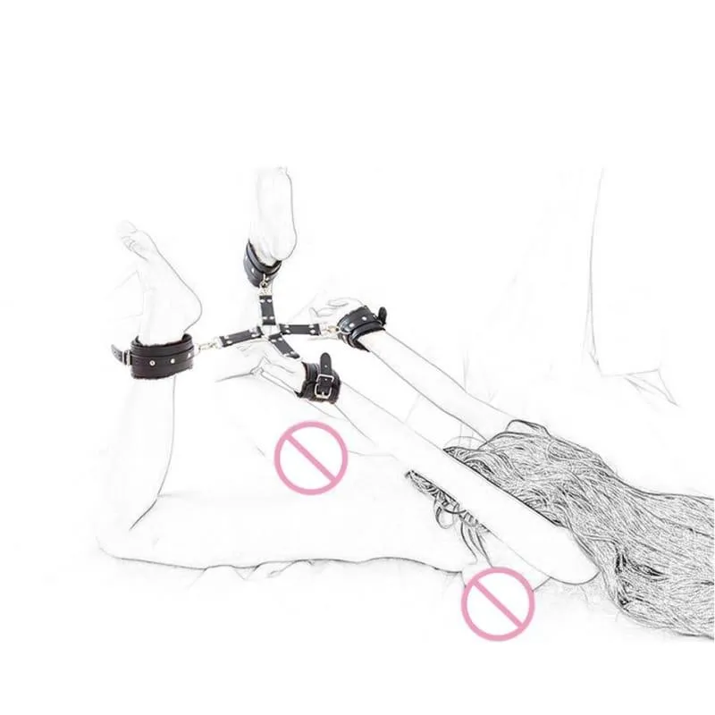 "X" - PU Leather Plush BDSMCross Buckle Handcuffs Ankle Cuffs Adjustable Slave Cross Cuffs Bondage Restraints