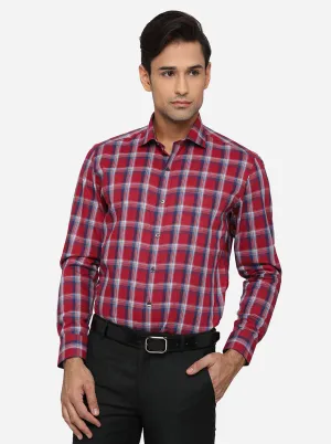 Red & Blue Checked Slim Fit Formal Shirt | JadeBlue