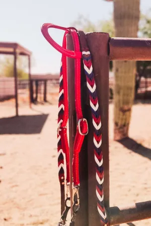 Red Leather Quick Change Working Headstall