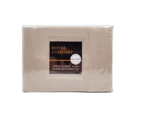 Royal Comfort Bamboo Blended Sheet & Pillowcases Set 1000TC Ultra Soft Bedding - GREY