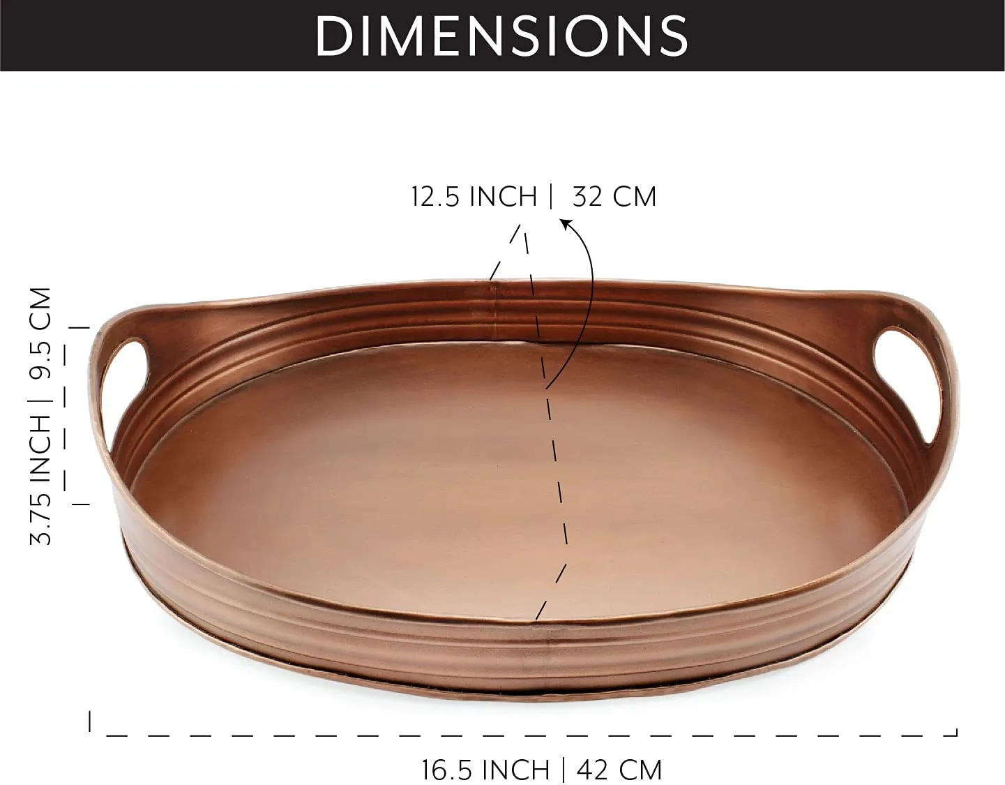 Rustic Oval Copper Tray (16.5 x 12.5 Inches)