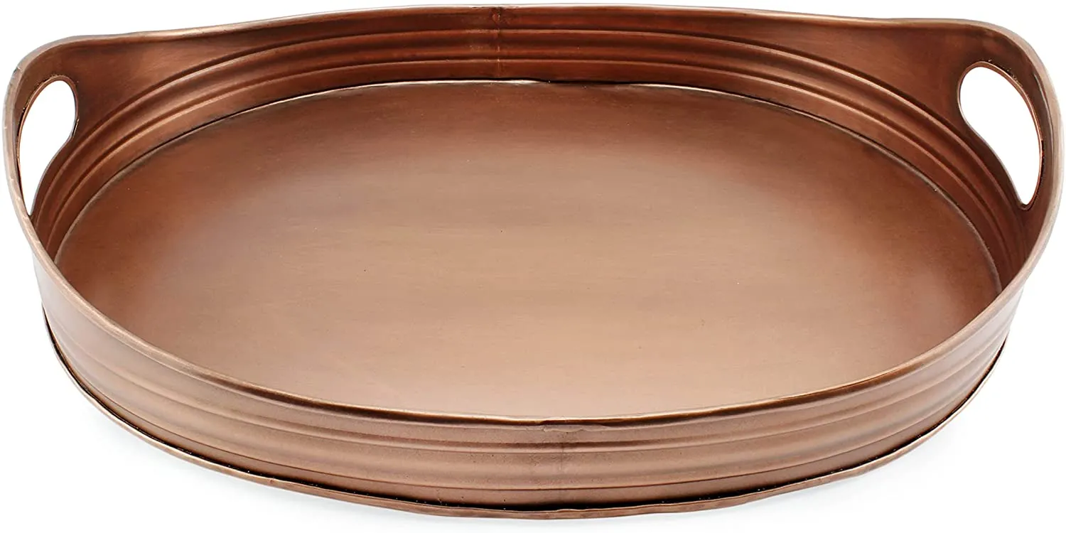 Rustic Oval Copper Tray (16.5 x 12.5 Inches)