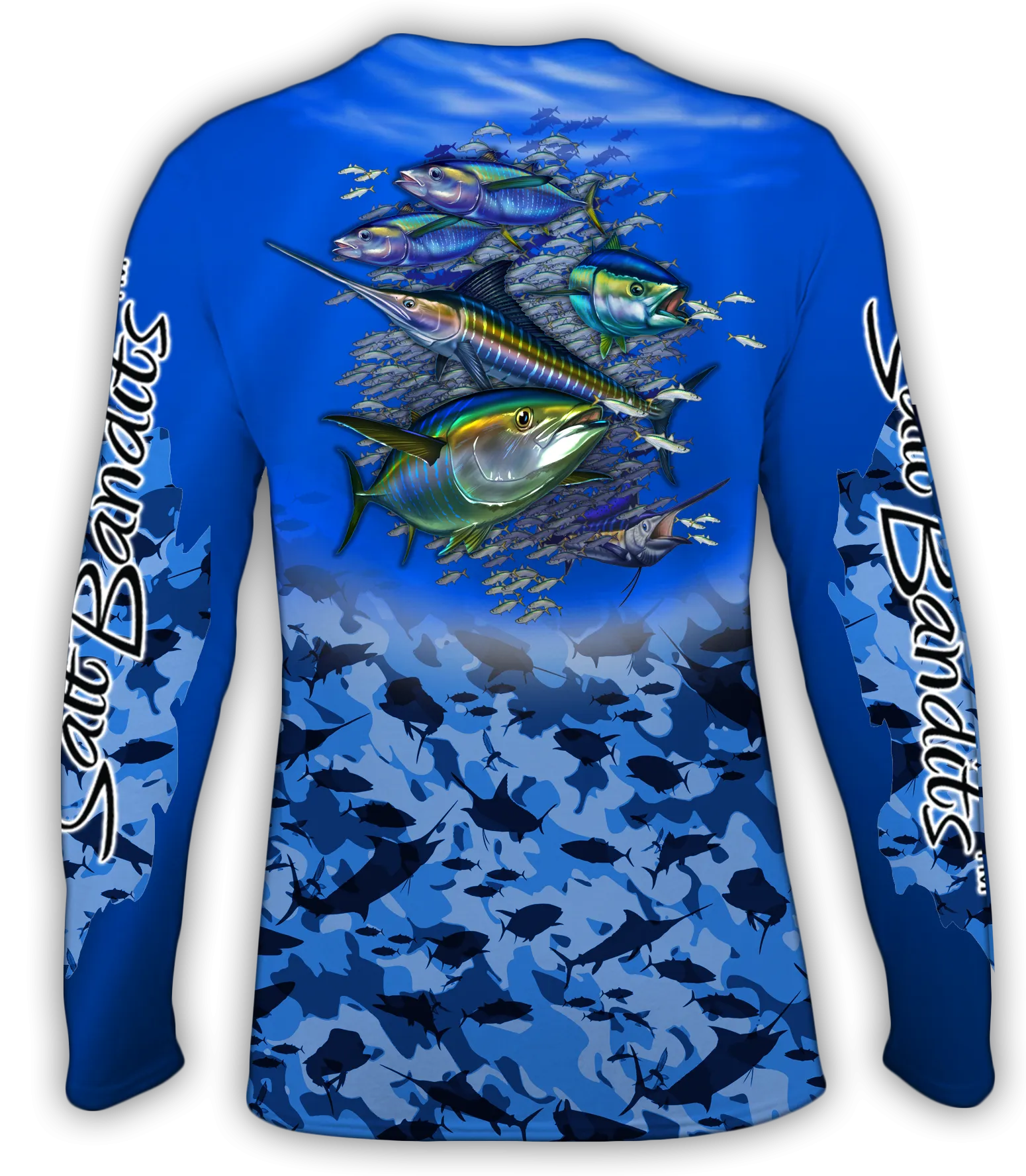 Salt Bandits™ Tuna-Marlin with Lighter Blue Camo Performance Long Sleeve T-Shirt