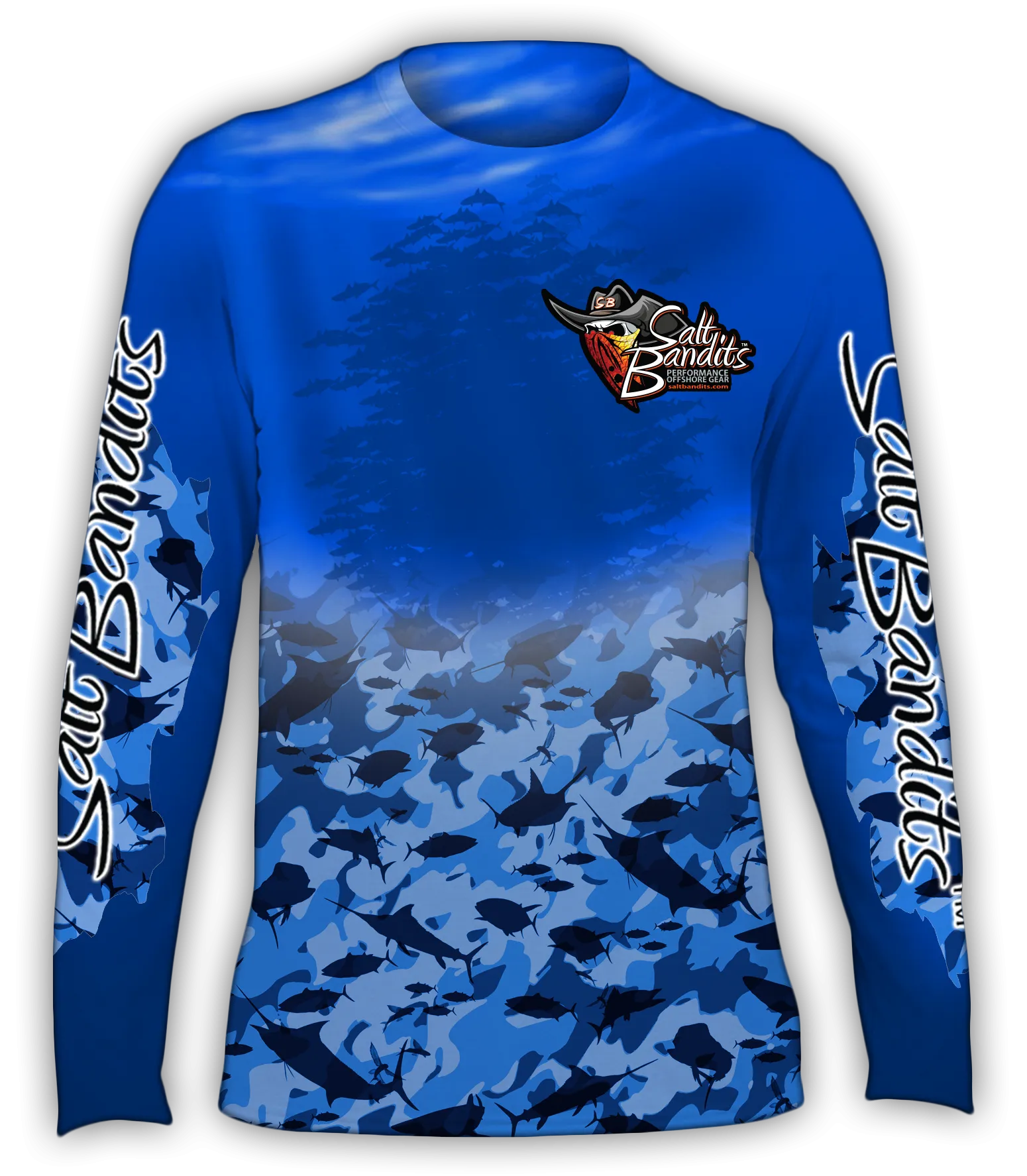 Salt Bandits™ Tuna-Marlin with Lighter Blue Camo Performance Long Sleeve T-Shirt