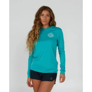 SALTY CREW DRAWN IN CIRCLES HOODED SUNSHIRT SEA GREEN