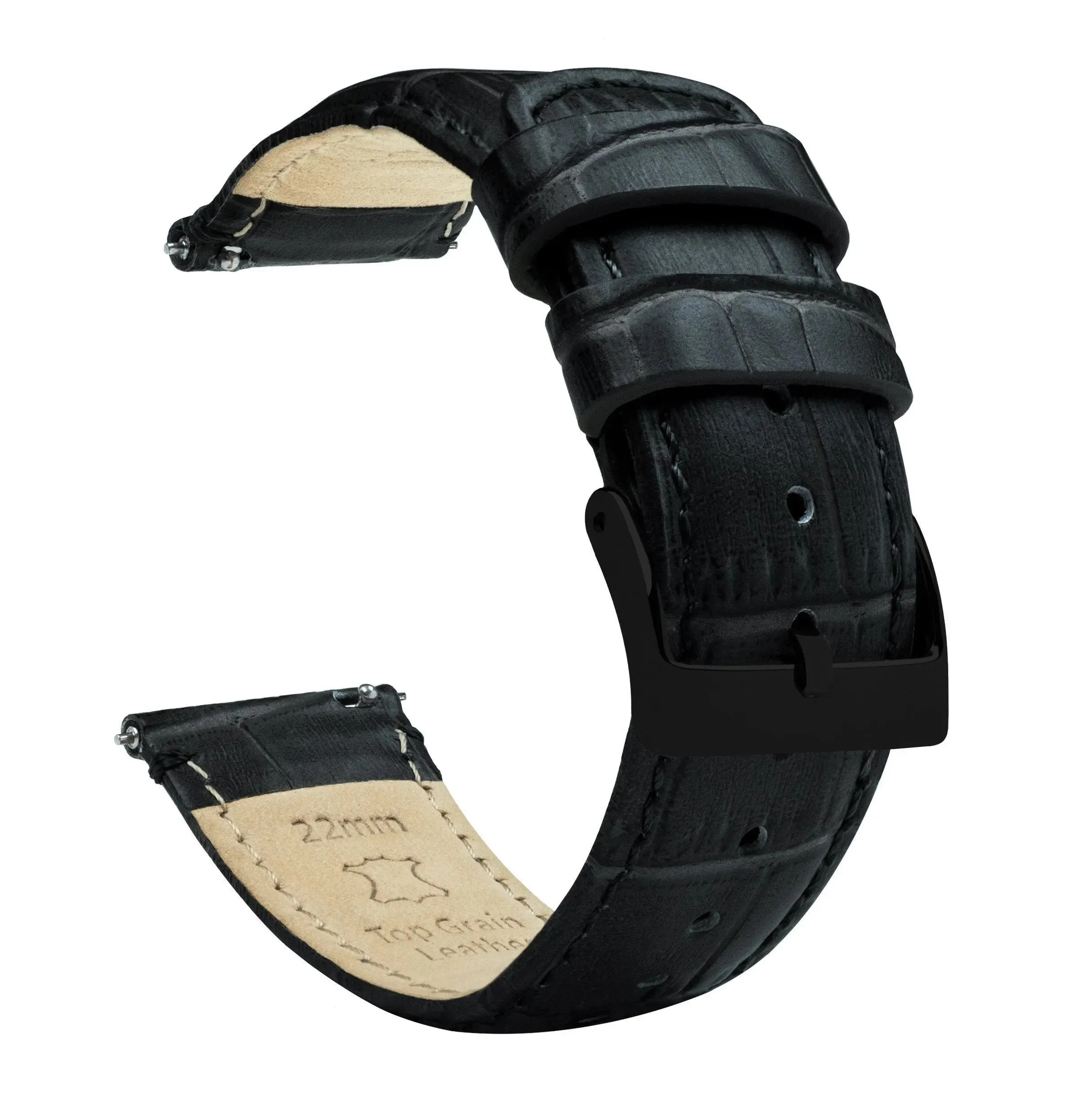Samsung Galaxy Watch Active 2 Black Alligator Grain Leather Watch Band