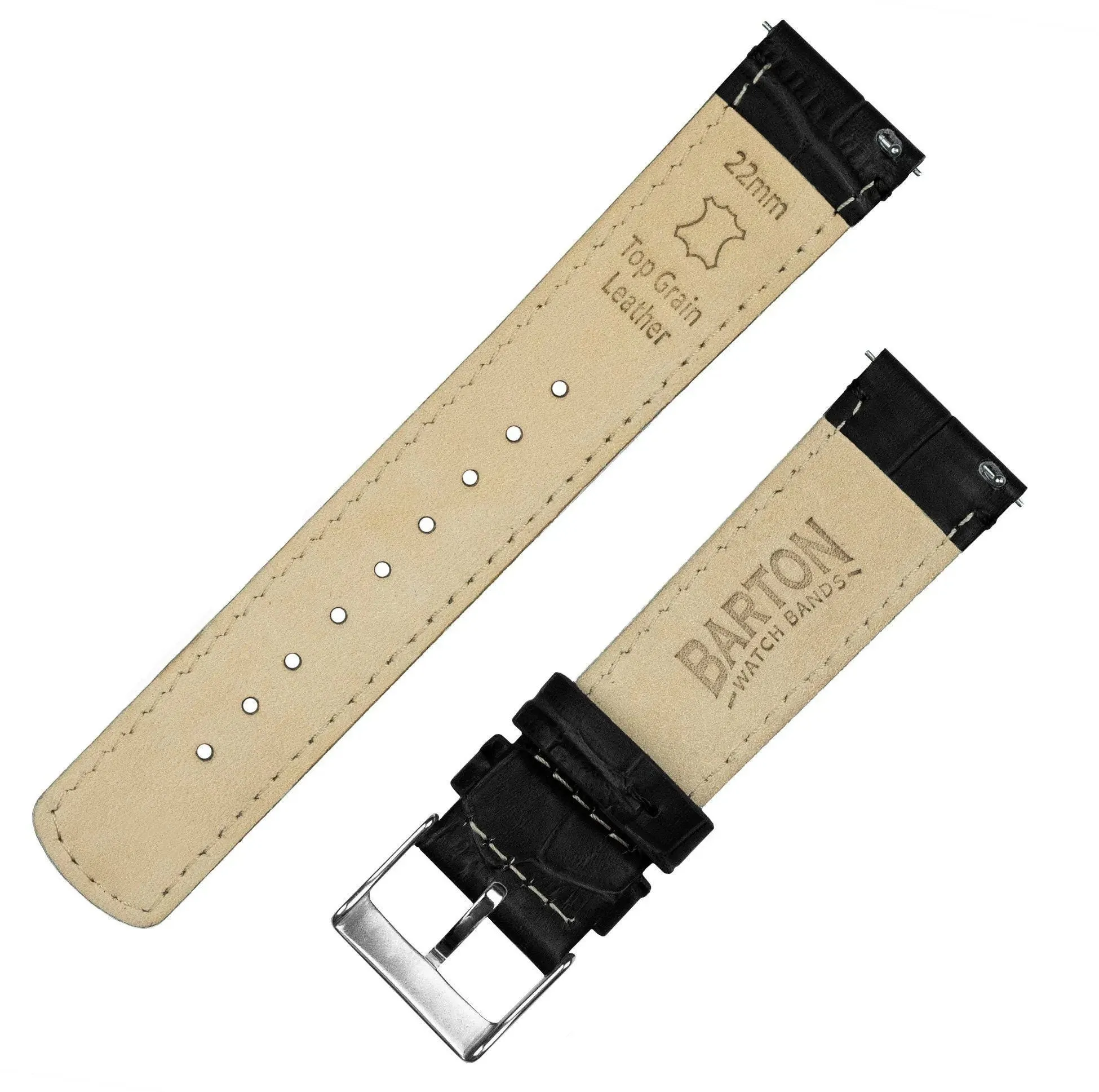 Samsung Galaxy Watch Active 2 Black Alligator Grain Leather Watch Band