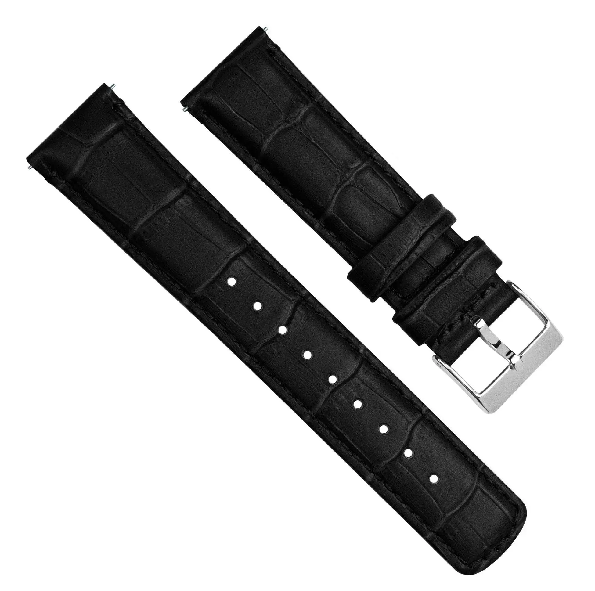 Samsung Galaxy Watch Active 2 Black Alligator Grain Leather Watch Band
