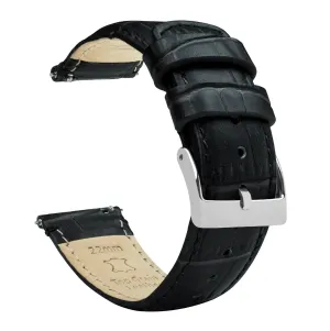 Samsung Galaxy Watch Active 2 Black Alligator Grain Leather Watch Band