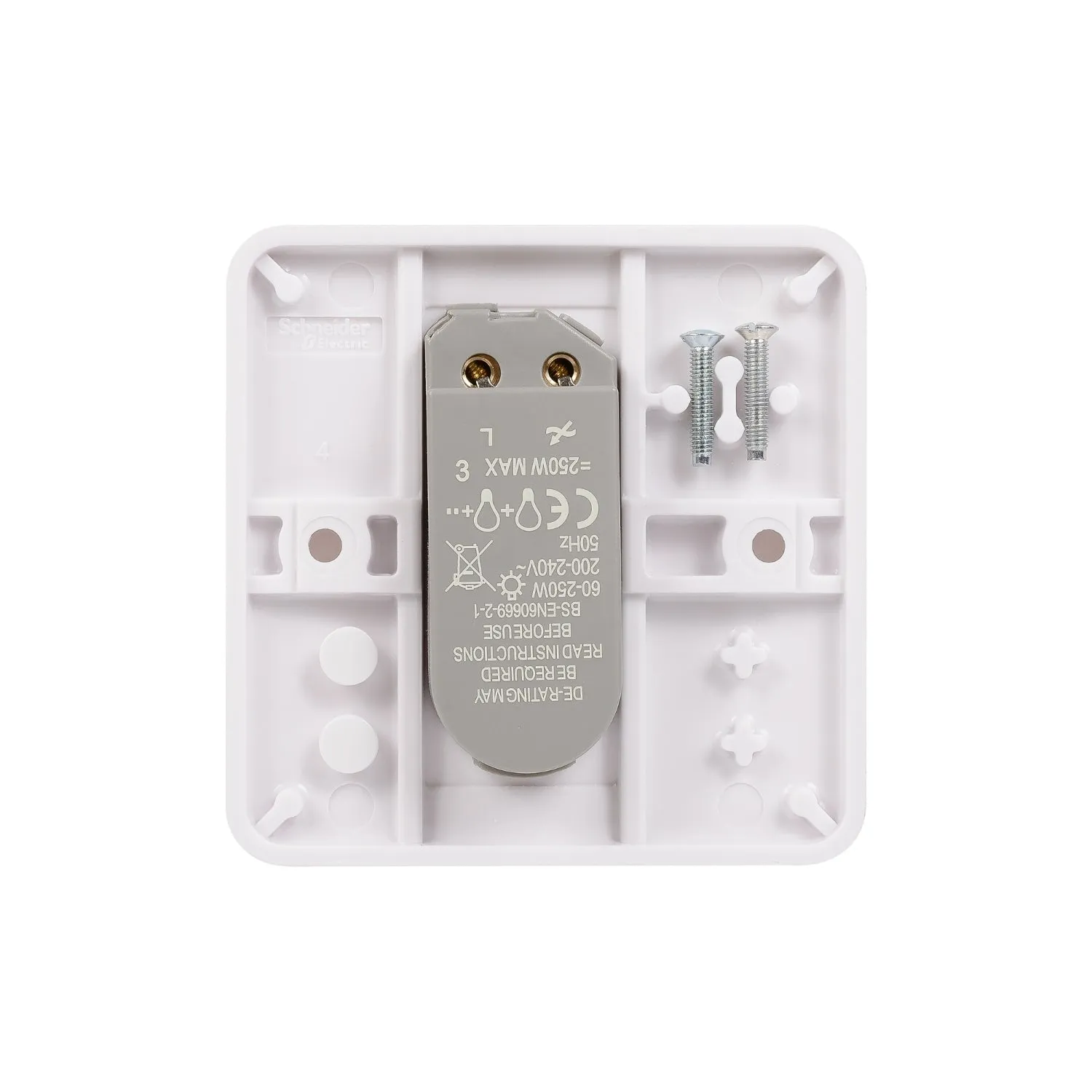 Schneider Electric GGBL6011CS Lisse White Moulded 1G 1-Way 250W/VA Mains & Low Voltage Dimmer Switch